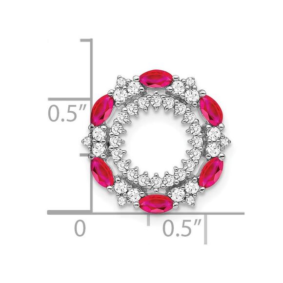 Kazi Luxury 14k White Gold Ruby and Diamond Circle Chain Slide - Picture 3 of 3